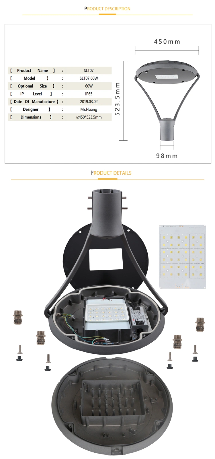 Basic Customization White LED Lighting 120-130 Lm/W 2700-6500K LED Spot Light Outdoor IP65 Die-Casting Aluminum 5 Years Warranty LED Light for Garden Lighting